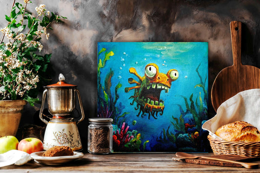 Original oil painting – Curious Underwater Creature-Gappy20 x 20 cm