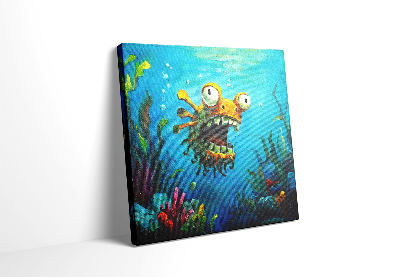 Original oil painting – Curious Underwater Creature-Gappy20 x 20 cm