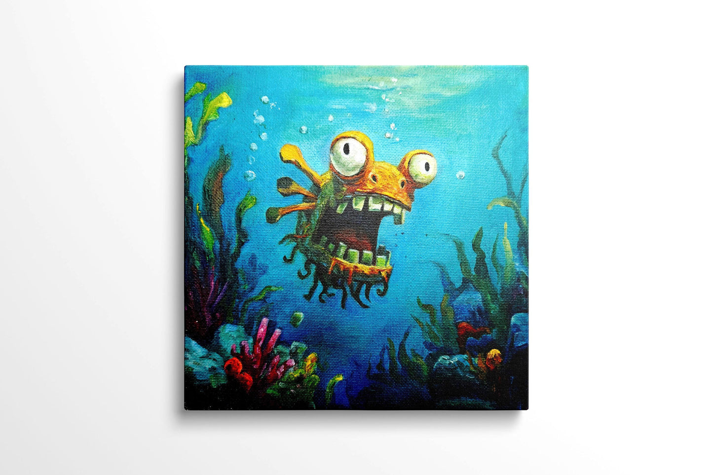 Original oil painting – Curious Underwater Creature-Gappy20 x 20 cm