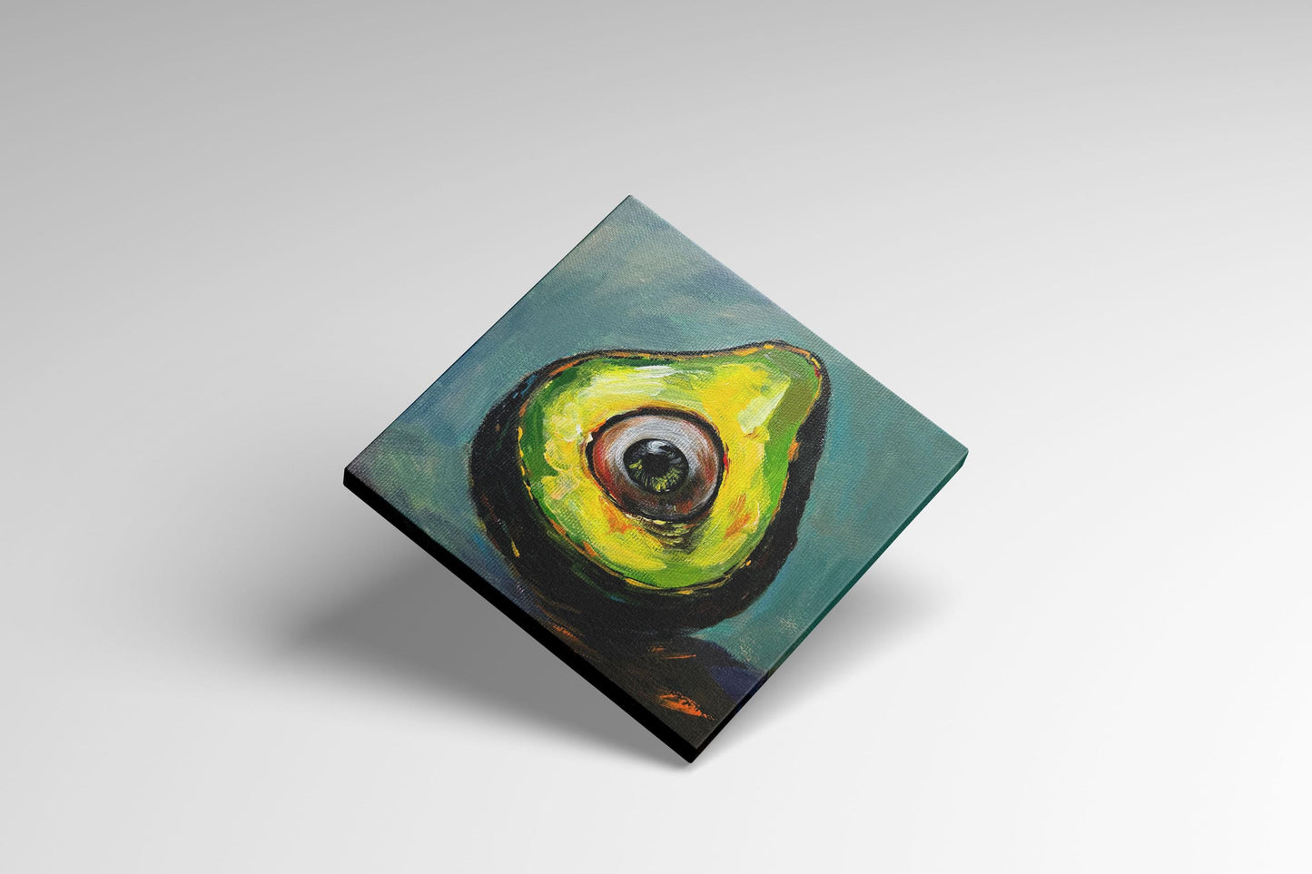 Surrealistisch Avocado-oogschilderij - Pop Art Oddity, ingelijst canvas