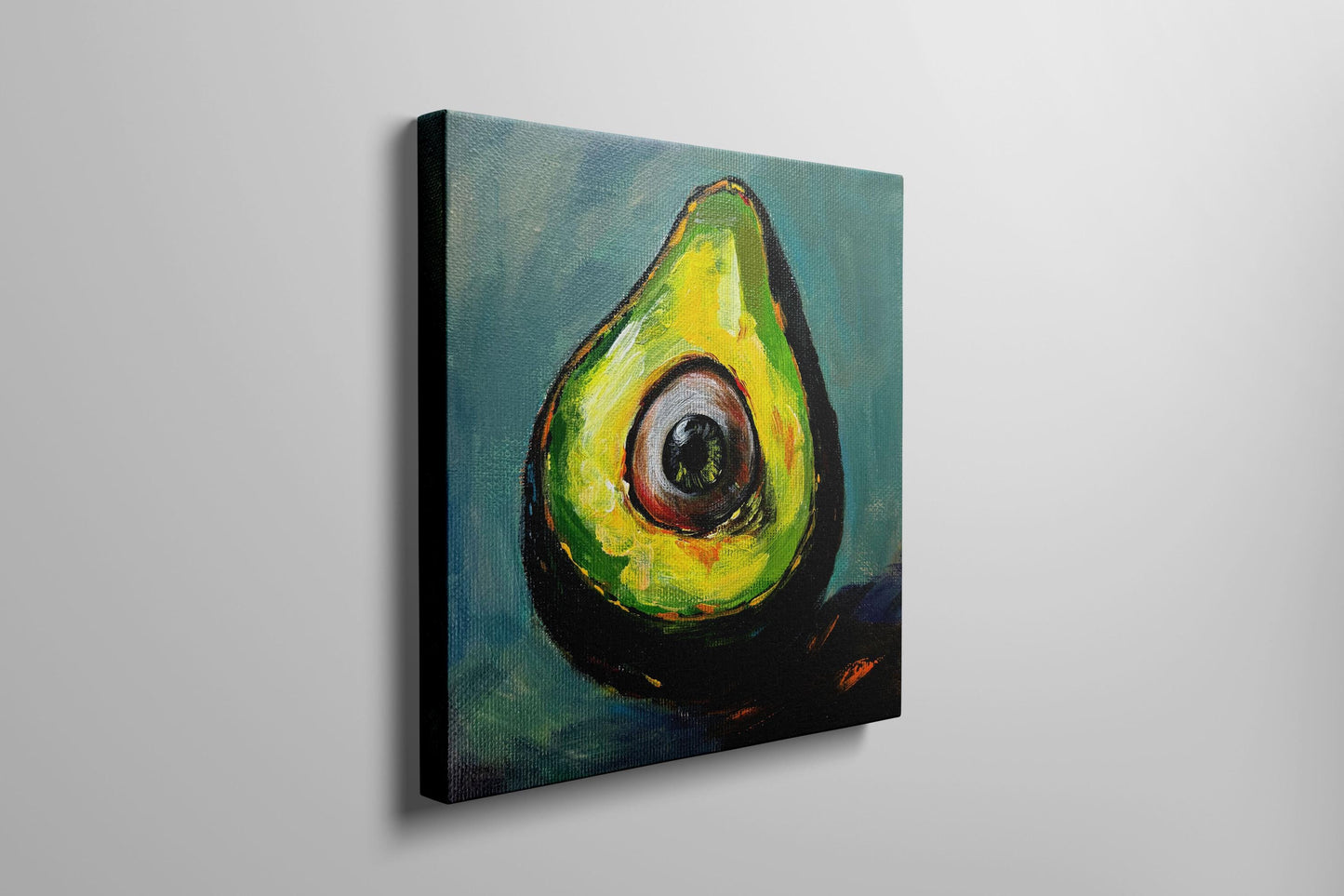 Surrealistisch Avocado-oogschilderij - Pop Art Oddity, ingelijst canvas