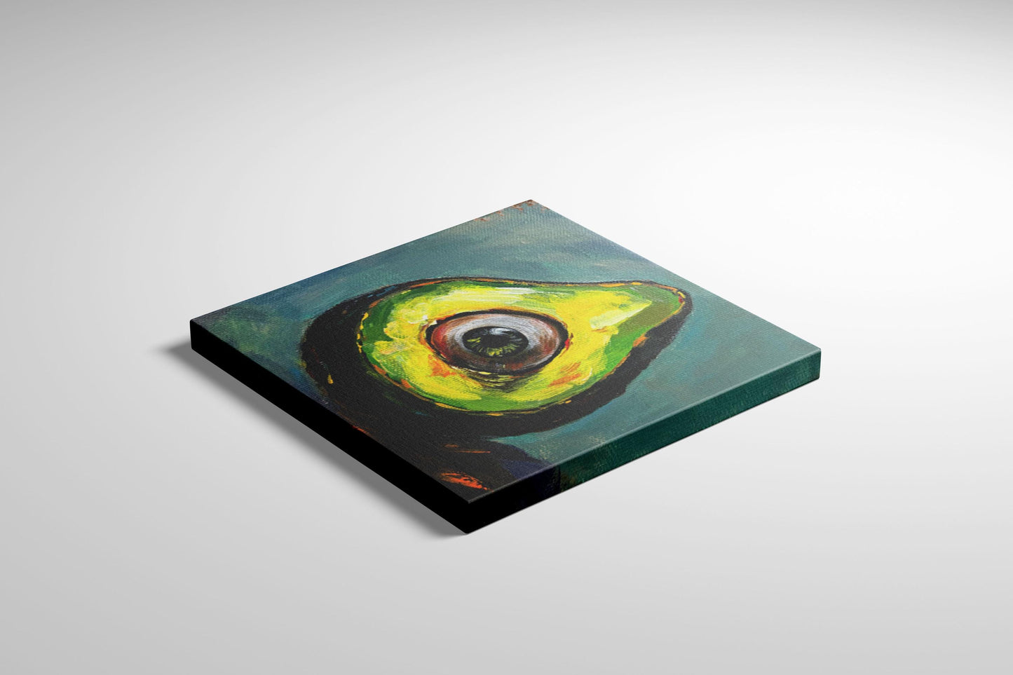 Surrealistisch Avocado-oogschilderij - Pop Art Oddity, ingelijst canvas