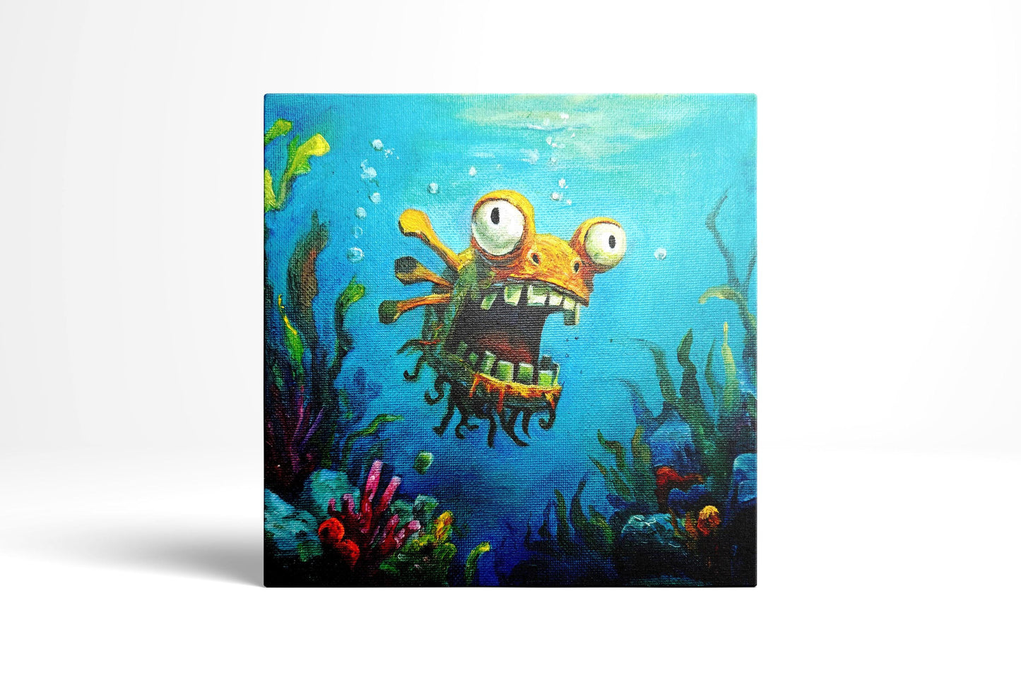 Original oil painting – Curious Underwater Creature-Gappy20 x 20 cm