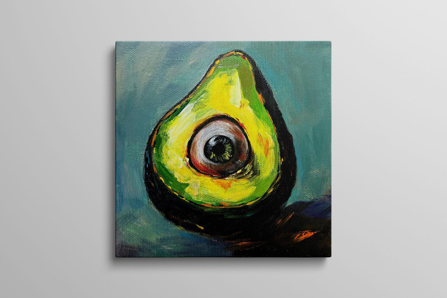 Surrealistisch Avocado-oogschilderij - Pop Art Oddity, ingelijst canvas