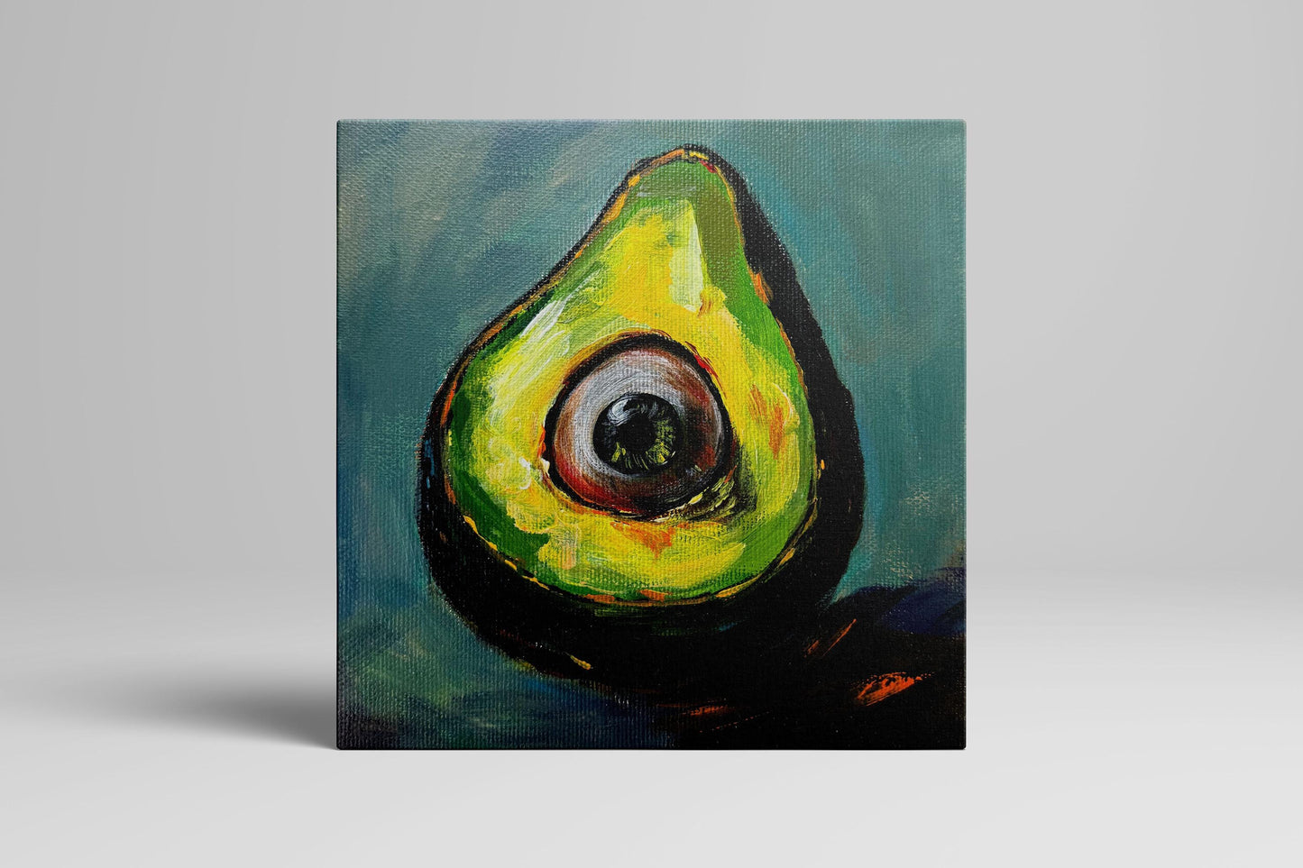 Surrealistisch Avocado-oogschilderij - Pop Art Oddity, ingelijst canvas