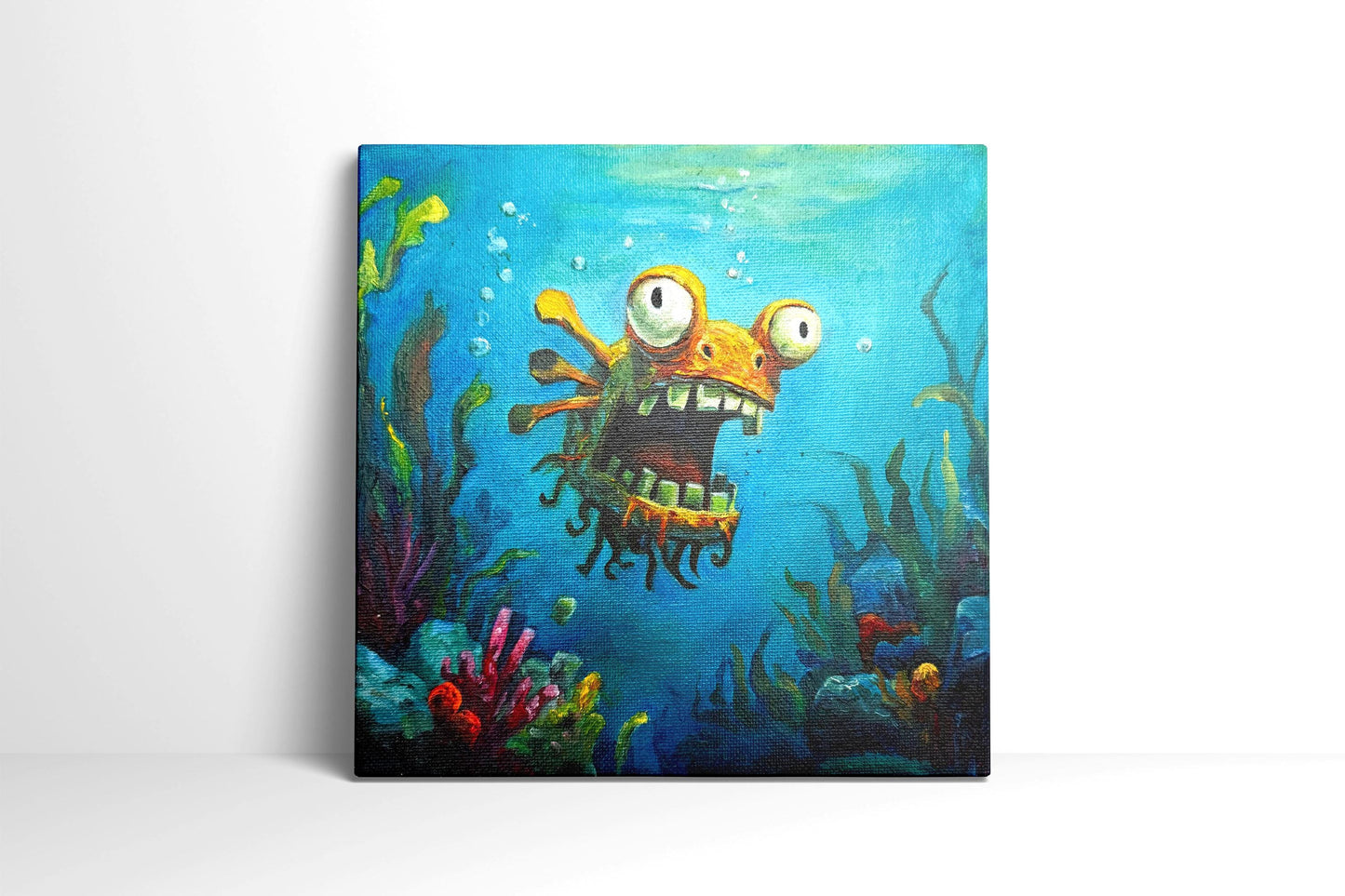 Original oil painting – Curious Underwater Creature-Gappy20 x 20 cm
